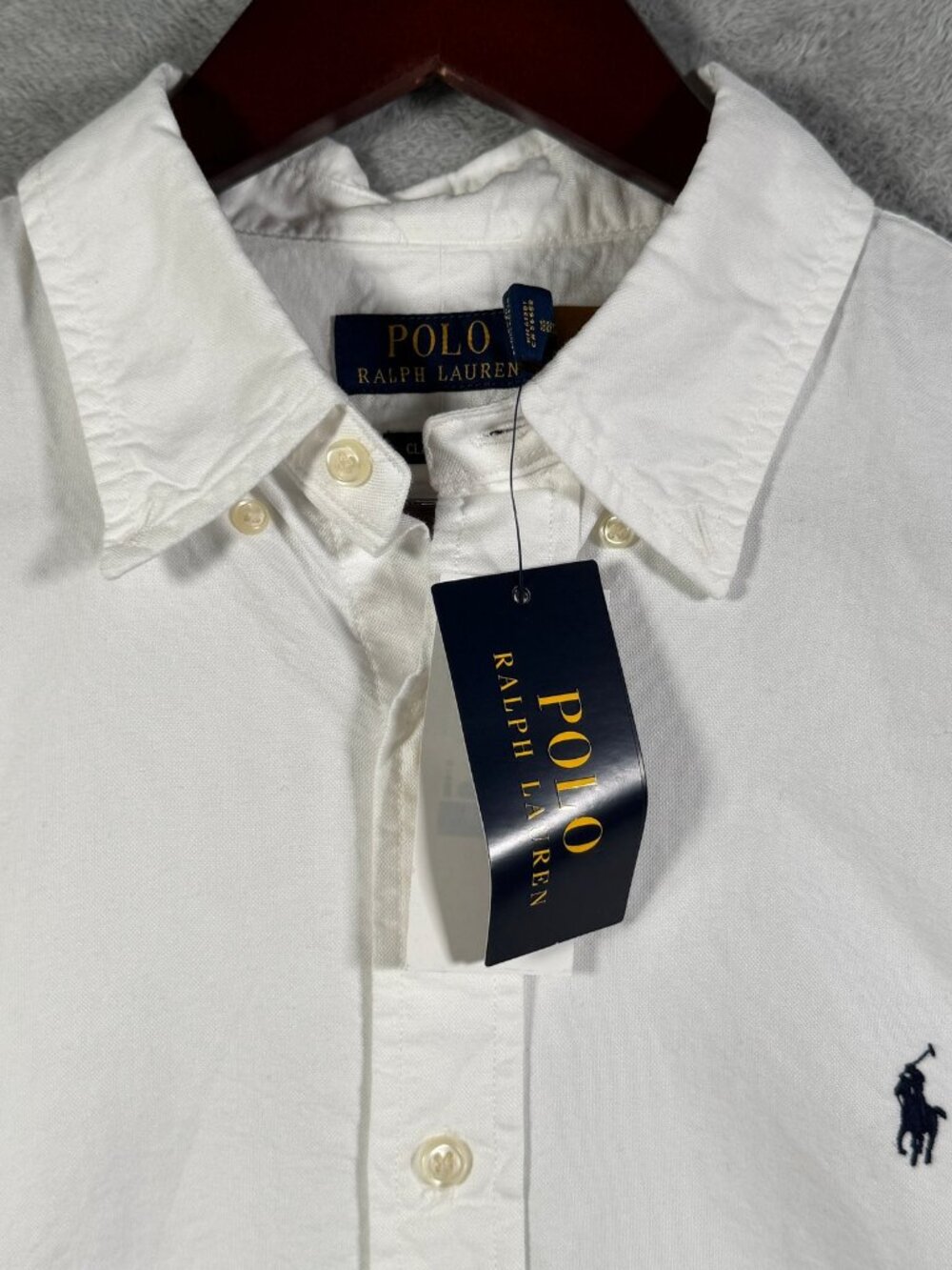 Polo Ralph Lauren Button Down Shirt Mens L White Classic Fit Garment Dyed Oxford
